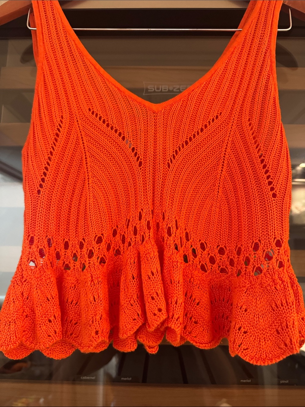 Beach Riot Orange Open Knit Peplum Tank Top Size M - Picture 4 of 6
